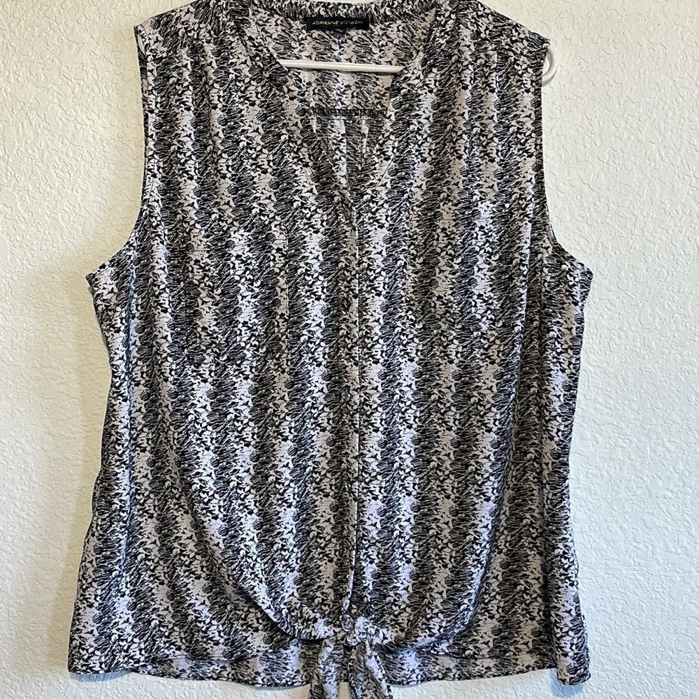 Adrienne Vittadini tie front sleeveless button down shirt, XL